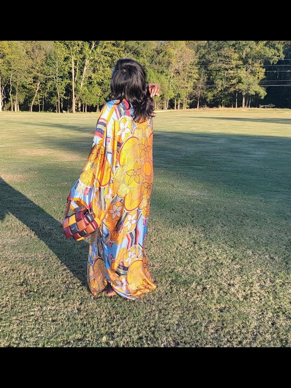 Flowy Orange Floral Oversized Long Kimono - Picture 5 of 6